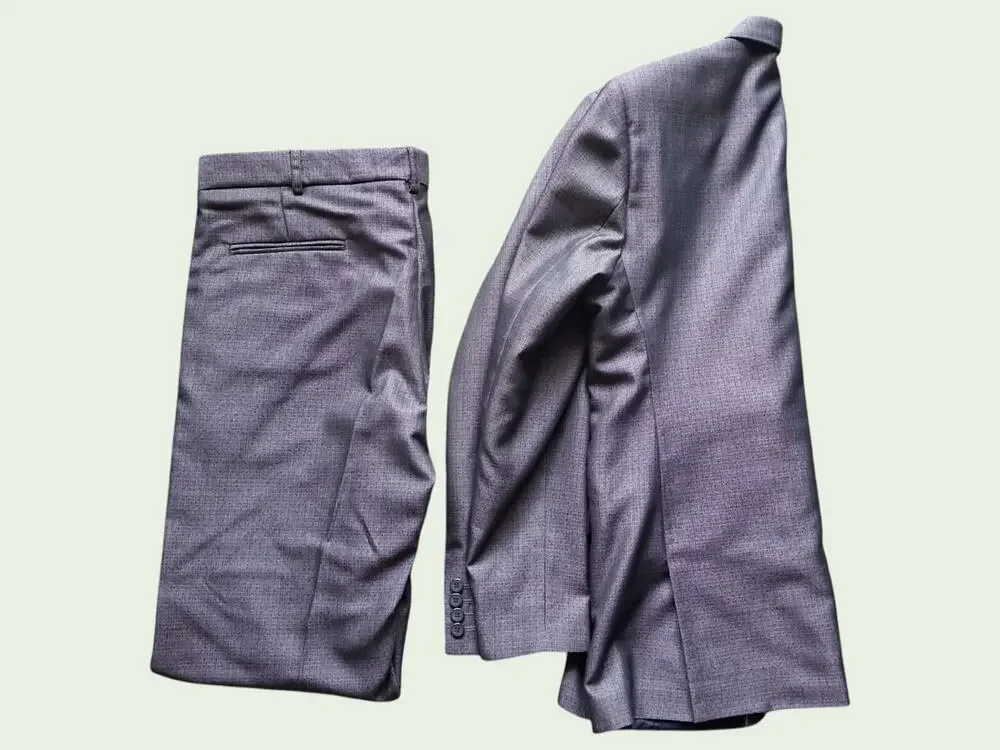 Dan-Hol Slim Fit Gray 2 Piece Suit Mens L 34x30 One Button Career Wedding